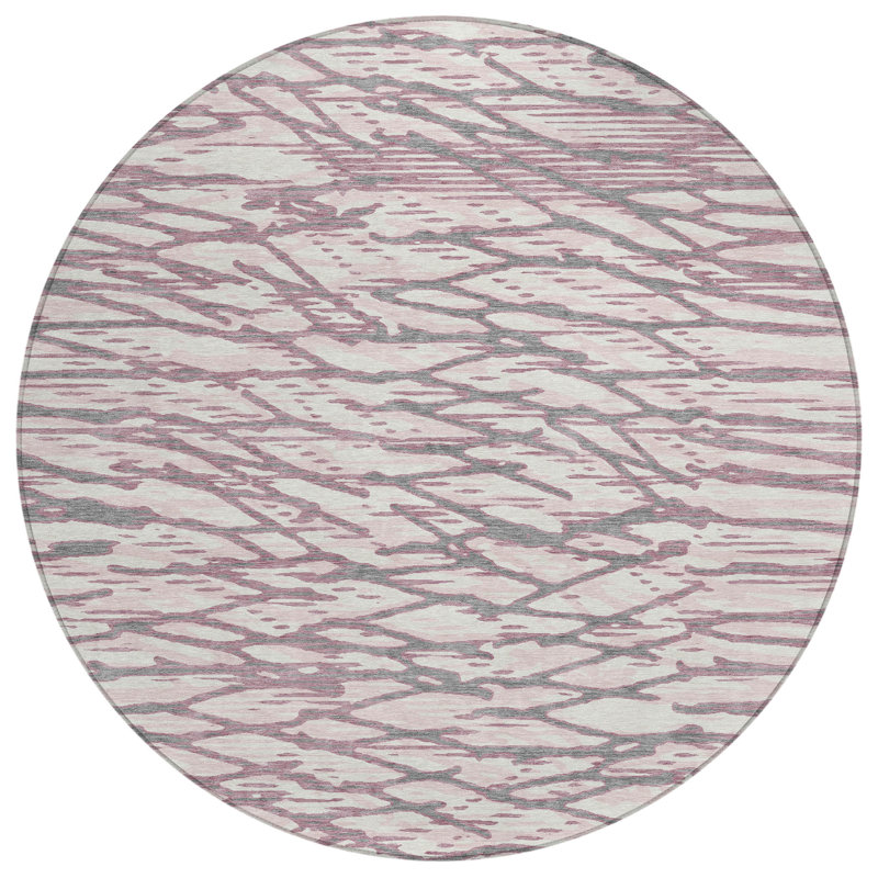 Machine Washable Indoor/Outdoor Chantille ACN2771 Modern Rug, 8' Round, Blush