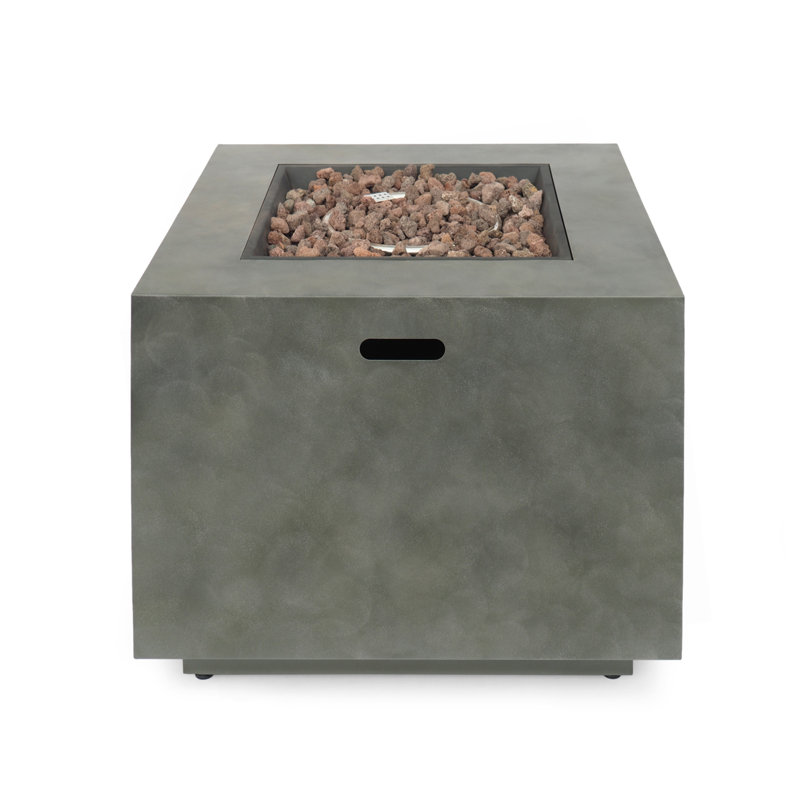 SQUARE IRON FIRE PIT-50 000 BTU, Stone Gray