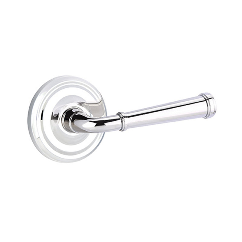 Merrimack Round Passage (Hall & Closet) Door Lever with Round Rosette, Bright Chrome, Left
