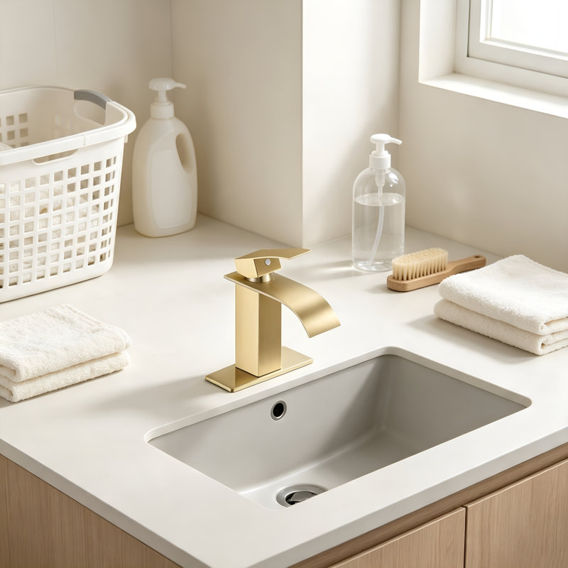 Robinet de lavabo cascade à poignée unique, en acier inoxydable 304 avec bonde escamotable, plaque de montage de 15 cm pour installation à 1 ou 3 trous, entraxe de 10 cm.