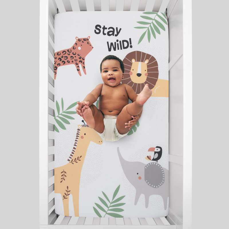 Drap-housse pour lit de bébé NoJo Jungle Trails