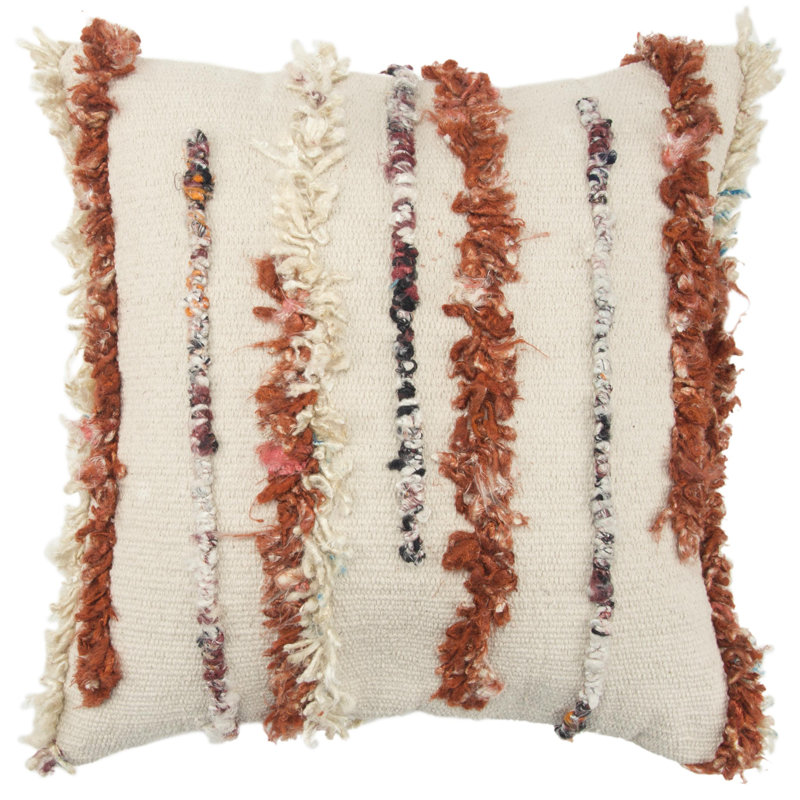 Fringed Throw Pillow, Orange
