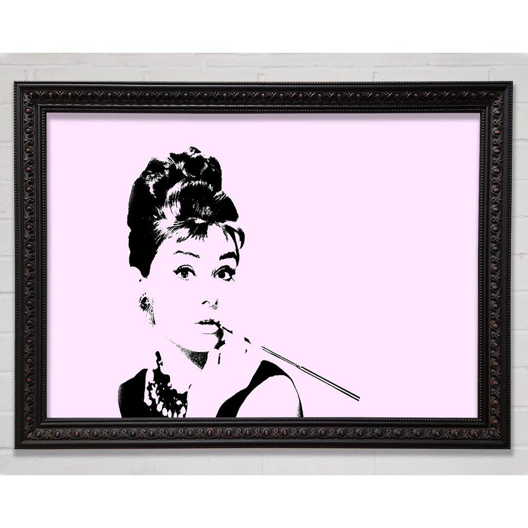 Audrey Hepburn Zigaretten Pose Rosa - Einzelner Bilderrahmen Kunstdrucke