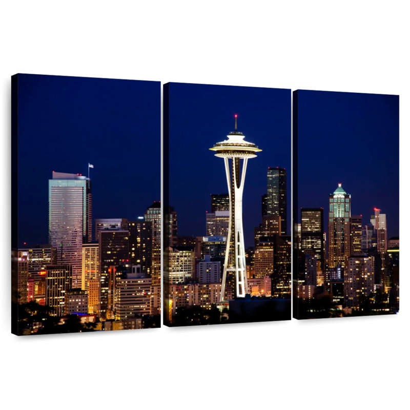 Sebbie Seattle Night Cityscape, 48" H x 74" W