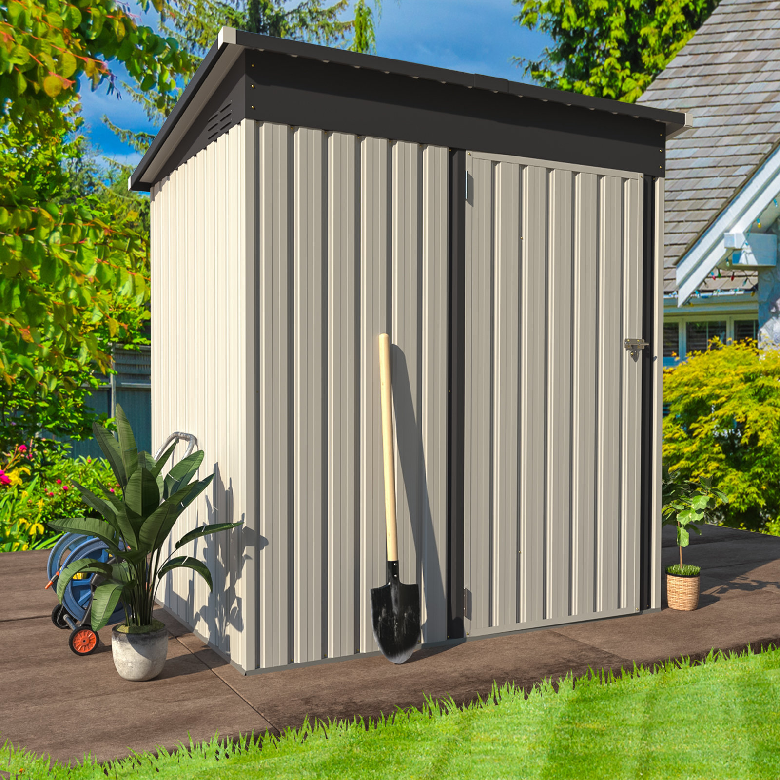 Blue Elephant 5 ft. W x 3 ft. D Metal Overlap Pent Storage Shed & Reviews | Wayfair.co.uk