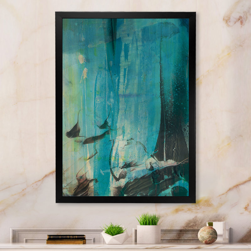 Liquide, univers avec une touche d'or II - reproduction sur toile, Impression noire sur toile encadrée