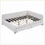 Lit de jour double rembourré en lin avec rangement à 2 tiroirs - Aucun sommier nécessaire, beige pour chambre d'amis-1203014356