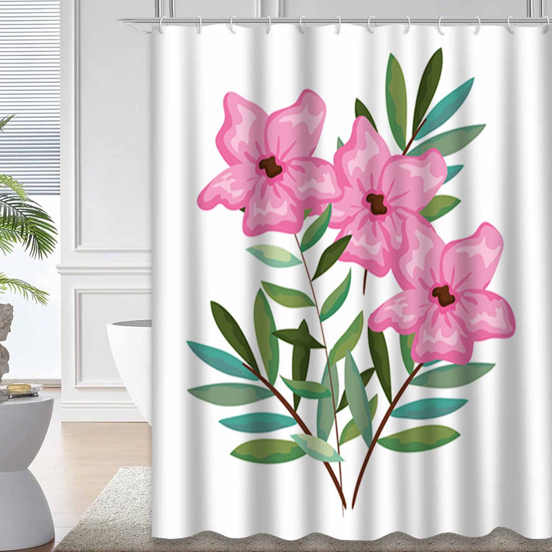 Rideau de douche imperméable à motif floral avec 12 crochets, L 72 po x l 72 po