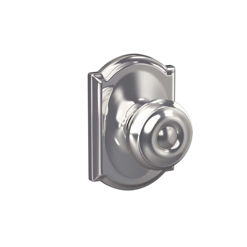 Georgian Passage Knob with Camelot Trim, Bright Chrome