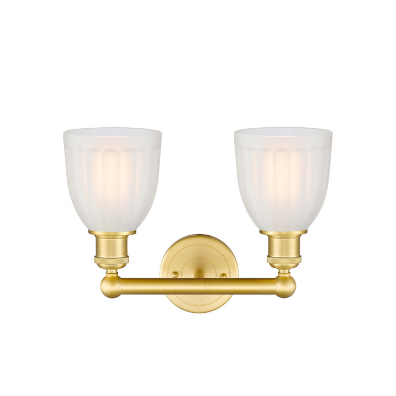 Éclairage pour meuble-lavabo à 2 lumières 14,75 po Radegonde, Blanc, Or satiné