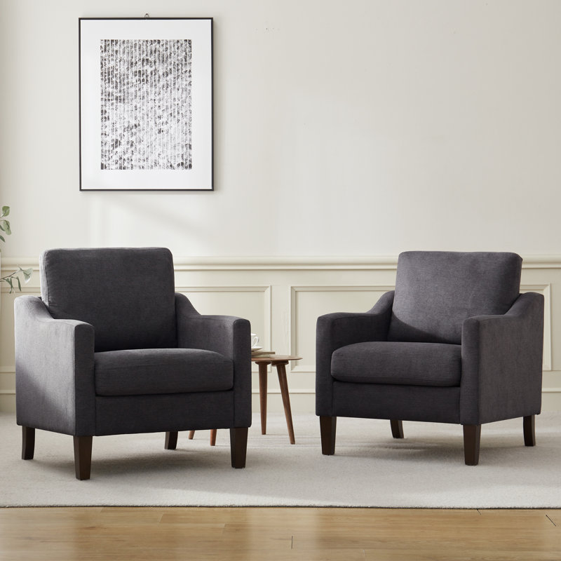 Fauteuil avec pieds en bois massif, Gris