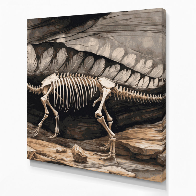 «Dinosaur Archeopteryx», art mural sur toile grise, H 8 po x l 8 po
