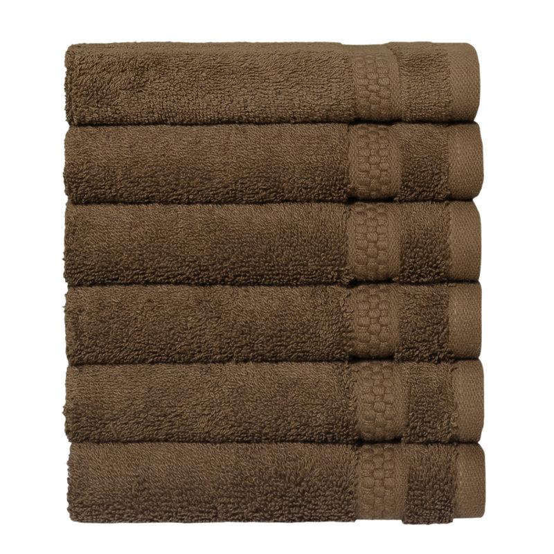 STARLIGHT 100% Turkish Cotton Terrycloth Washcloths, Brown