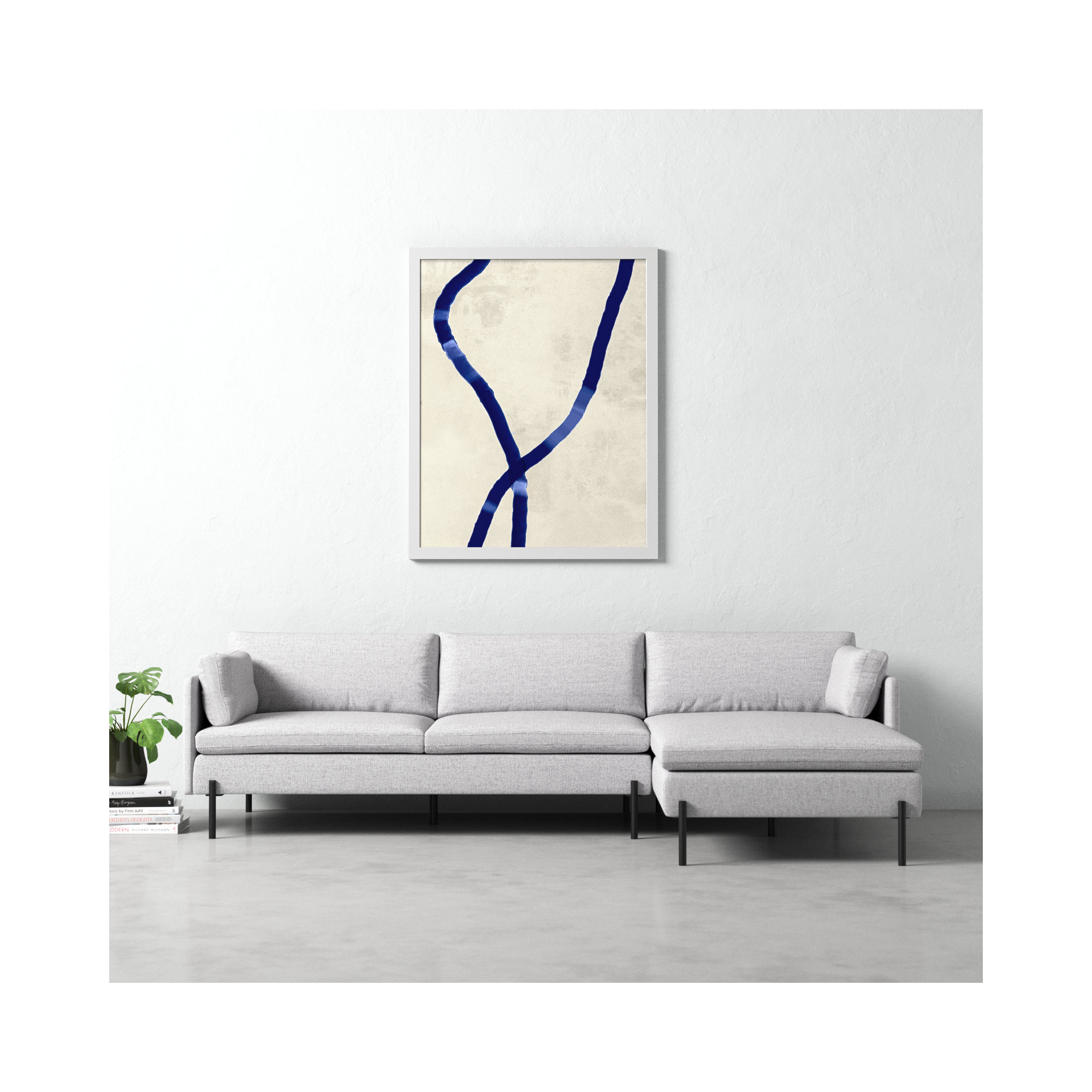 Blue Rope 1 by Jacques Pilon, 50" H x 40" W x 1.25" D, White Framed