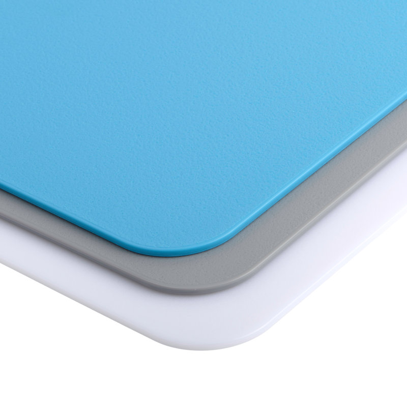 Polypropylene Rectangular Cutting Boards Set in Blue, Gray, and White