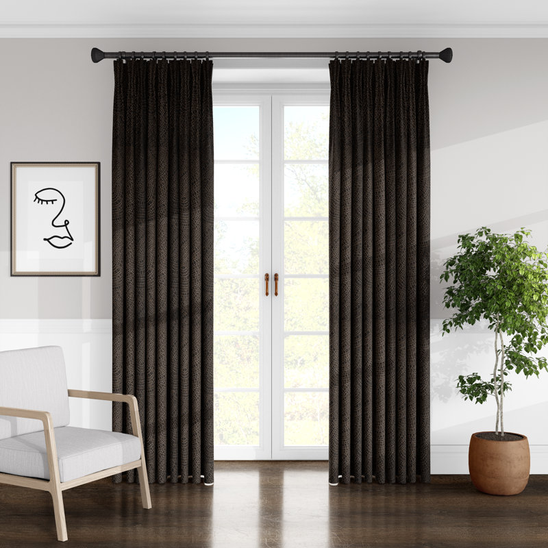 Rideau simple obscurcissant à plis abstraits, l 50 po x L 120 po, Chocolat
