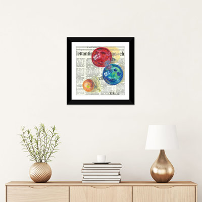 New Year Colored Balls On Newspaper - Wall Art Print - Framed Fine Art Paper