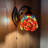 Simonson Tiffany Sconce Lamps Red Orange Stained Glass Rose Flowers Pull Chain Switch LED Bulb Included 6"W*11"D*9"H