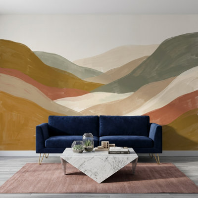 Décoration murale abstraite à superposition de tons terre terre