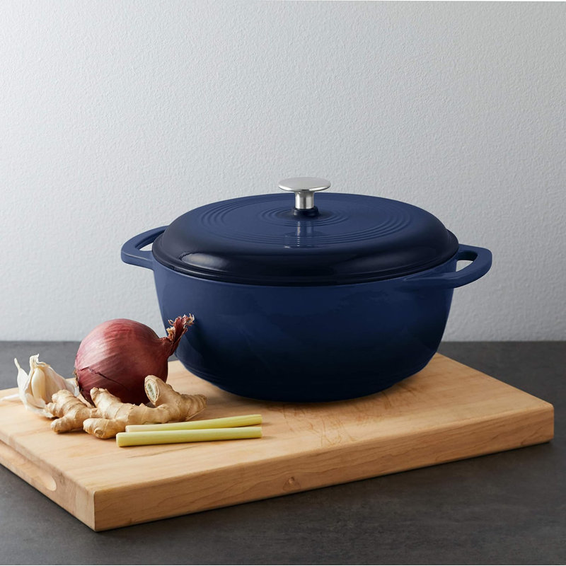 Indigo Enameled Cast Iron 6 Quart Dutch Oven