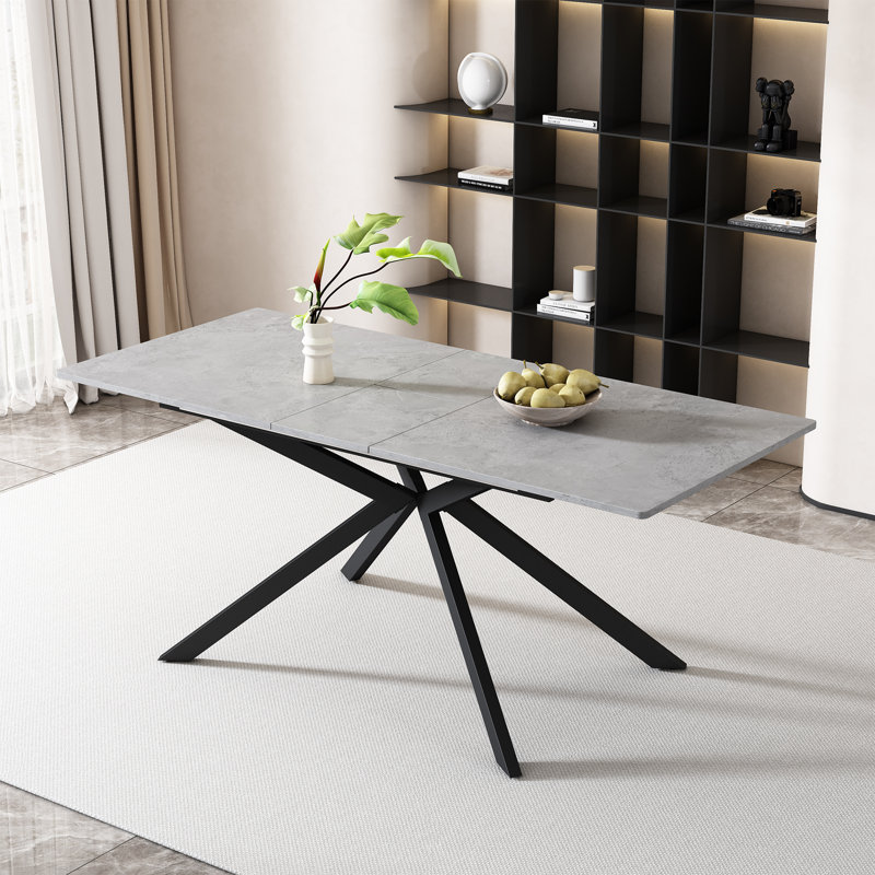 Extendable Dining Table Black With Desktop, Grey