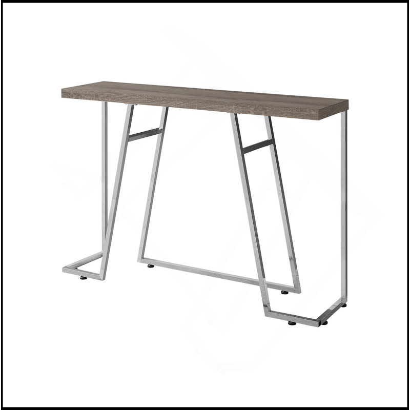 Accent Table, Console, Entryway, Narrow, Sofa, Living Room, Bedroom, Brown Laminate, Chrome Metal, Contemporary, Modern