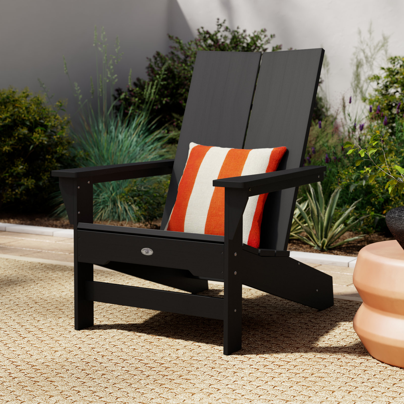 Catina Outdoor Adirondack Chair, Black