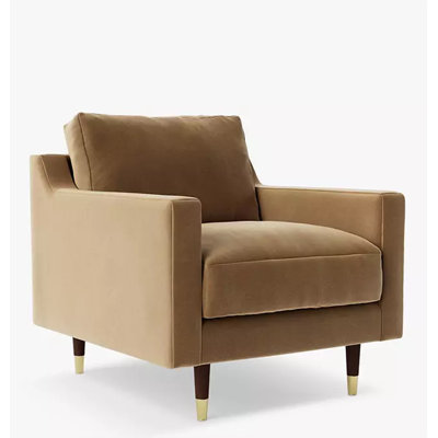 Chaise d'appoint en bois et velours beige