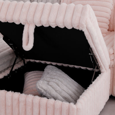 Pink Modular With Hydraulic Lift. 75.6" Stylish Seating Option. Quality Build. Solid Wood Frame, High Sponge Filler. Detachable Cushions. Multi-Functional Storage. Contemporary Furniture Design Lift