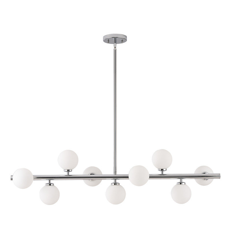 Lustre linéaire moderne en verre bullé à 9 lumières à intensité variable Spoutnik, Clair