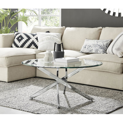Rantoul Modern Contemporary Glass and Chrome Coffee Table - Modern Sleek Design