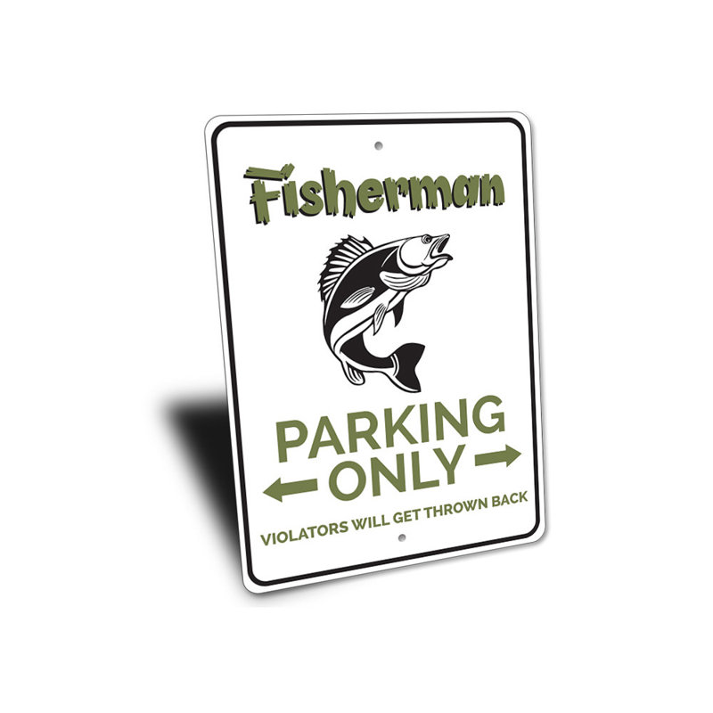 Enseigne en aluminium Fisherman, H 18 po x l 12 po x P 0,06 po