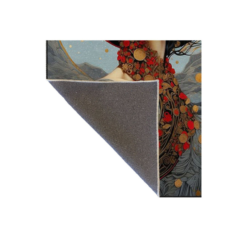 Tapis tissé à motif de lune lavable, Sous-tapis rectangulaire de 3 pi 3 po x 4 pi 11 po