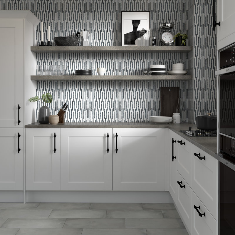 Bizou™ 10 x 12 in. Marble Decorative Accent Tile, White/Gray