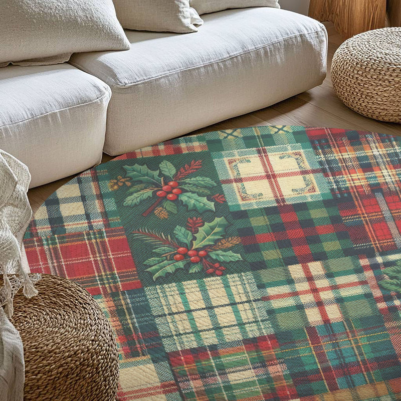 Timeless Tartan Patterns Braided Rug, Round 5'
