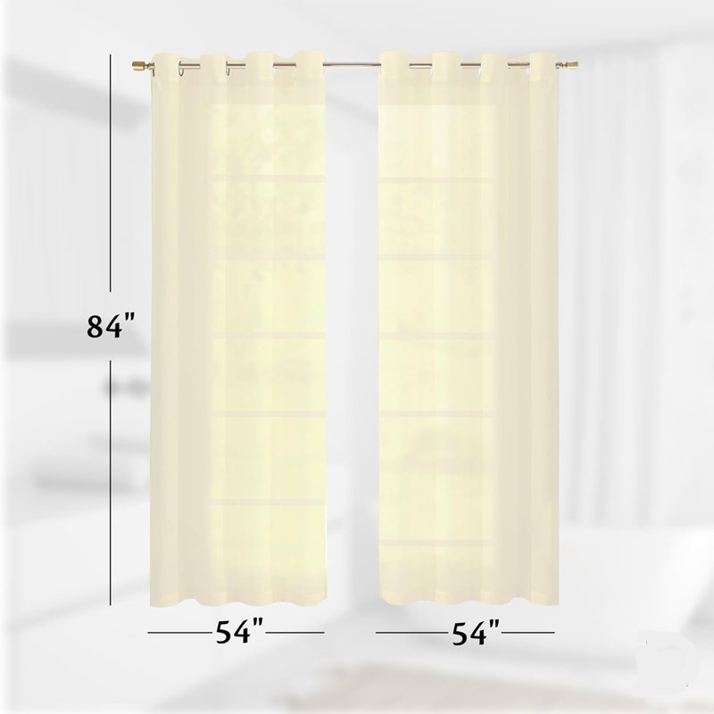 Cheala Solid Sheer Curtains for Living Room and Bedroom 54"W x 84"L Window Sheers Window Drapes, Beige