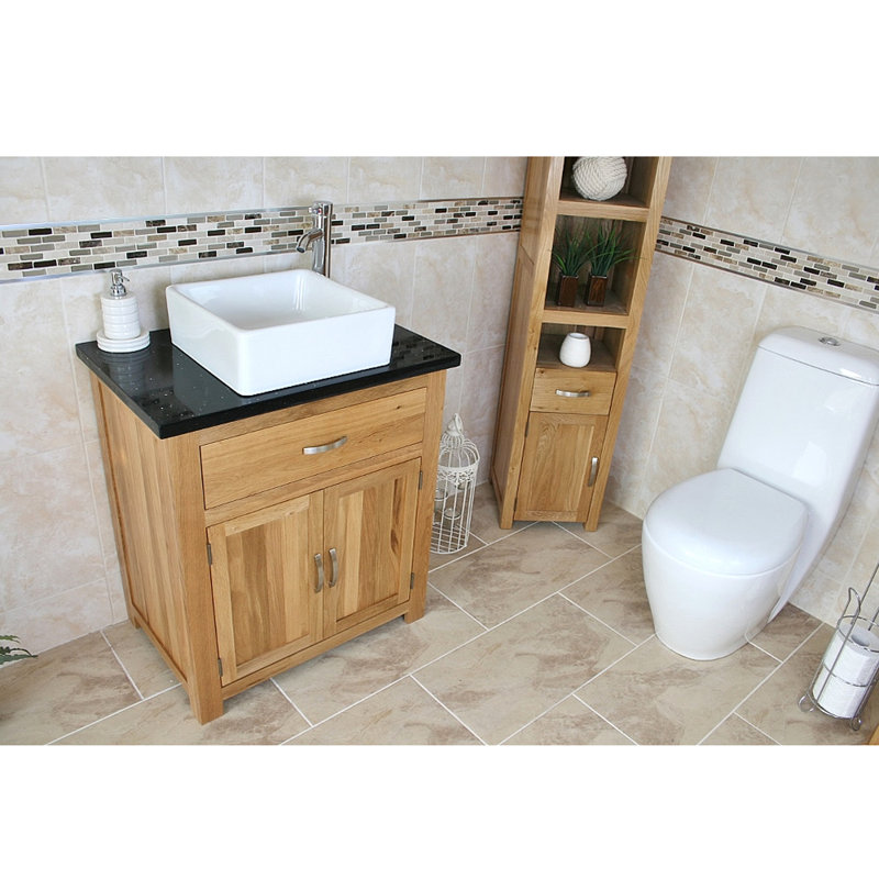 Lizeth 750mm Single Bathroom Vanity with Vessel Ceramic Basin, Black