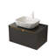 Meuble-lavabo de salle de bain 30 po, conception flottante murale, comptoir en pierre frittée noire, vasque en céramique à motif marbré, armoire en contreplaqué avec système de fermeture en douceur et garniture en métal à motif symétrique en sergé-475684878-475684879