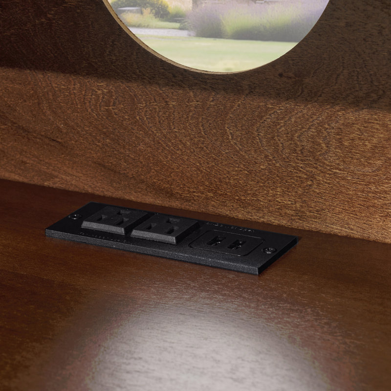 Table de chevet avec ports USB, station de charge avec tablette ouverte et tiroir
