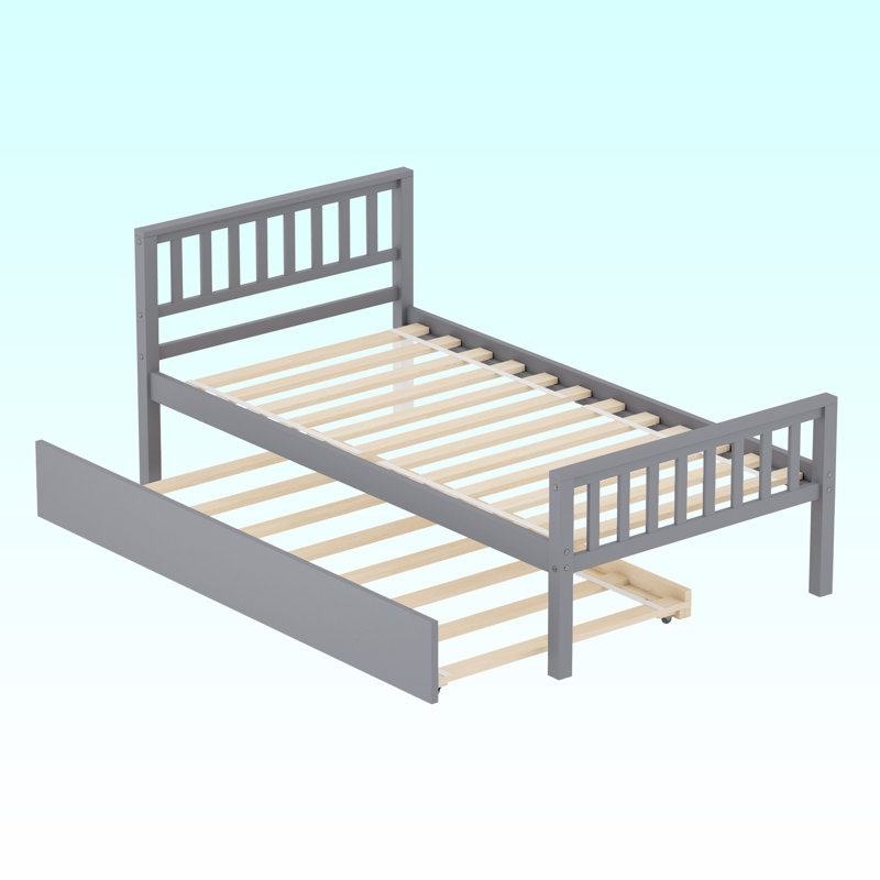 Lit plateforme simple en bois massif, Gris