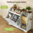 Tilt Out Laundry Hamper Cabinet, Laundry Hamper with 2x8.7 Gallon Baskets, Hidden Laundry Baskets with 4 Hooks and 3 Towel Racks, Trash Can Cabinet-100919599