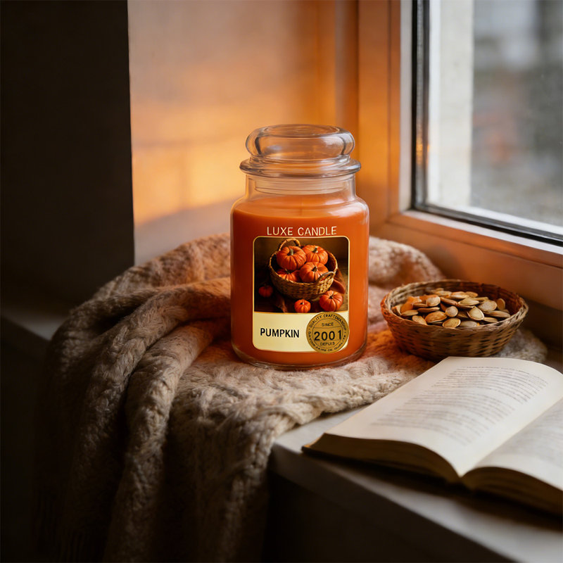  Bougie de 23 onces parfumée à la citrouille, fabriquée avec de la cire de soja de qualité supérieure, offre des brûlures durables et est parfaite pour la décoration intérieure et le parfum