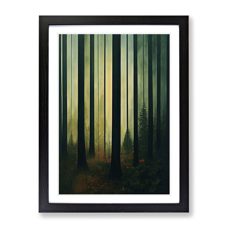 Autumnal Forest At Dusk - Single Picture Frame Print, 64cm H x 46cm W x 2cm D, Black Framed