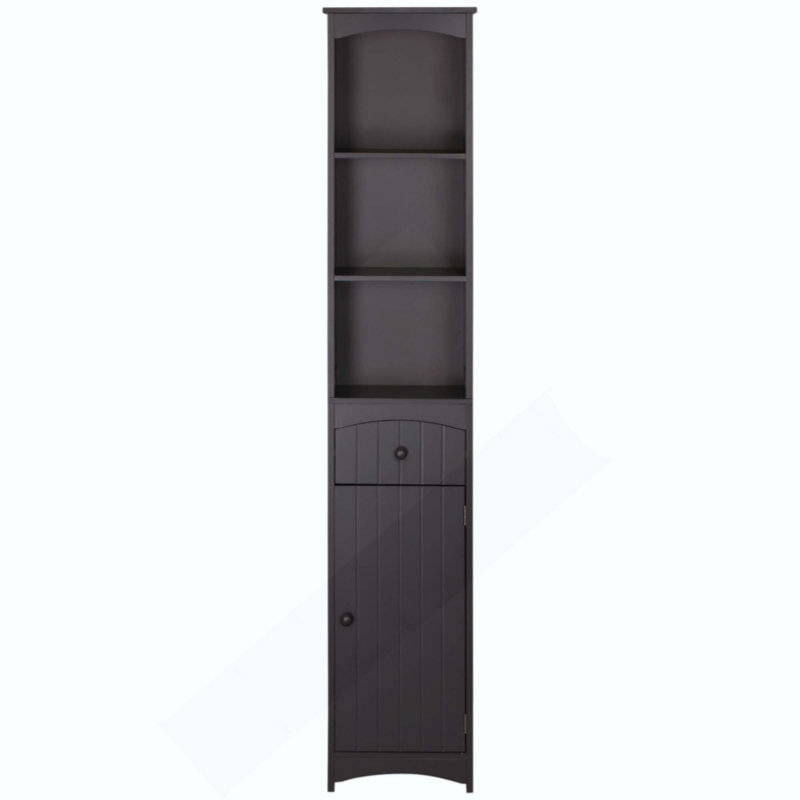 Armoire de rangement pour salle de bain, unité de rangement pour salle de bain autoportante, grande tour à linge avec tablettes à 3 niveaux et tiroir