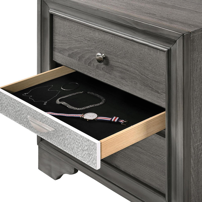 Naima Gray Finish Nightstand, Gray