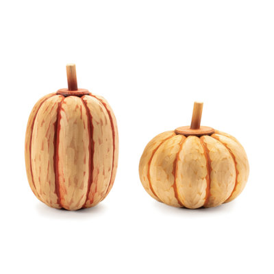 Carved Fir Wood Pumpkin Décor
