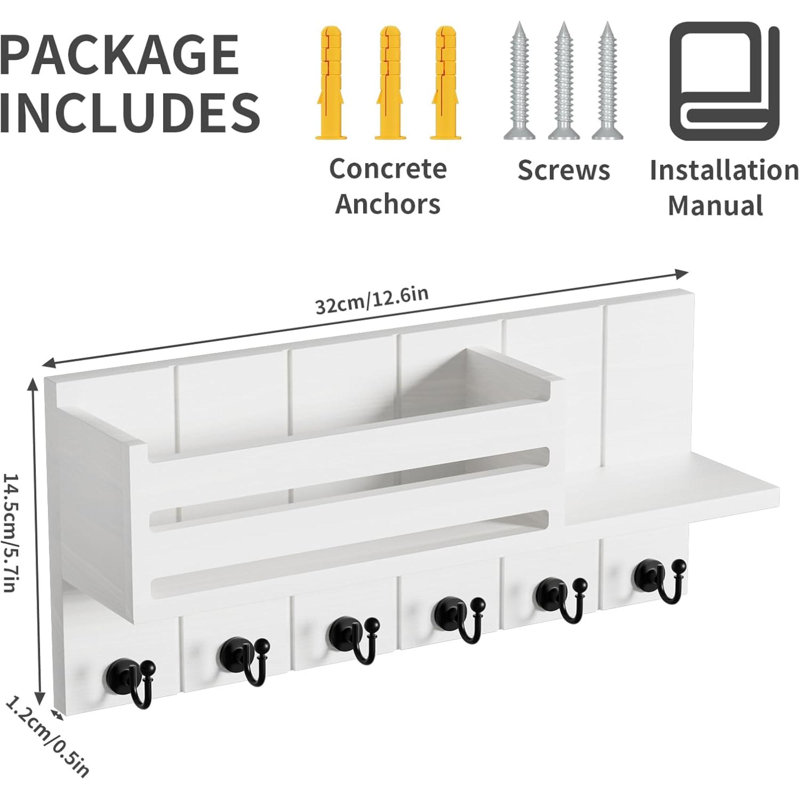 Wood Wall Organizer, White