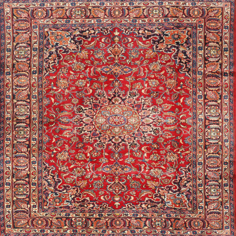 Tapis de style oriental rouge, Rond 8 pi