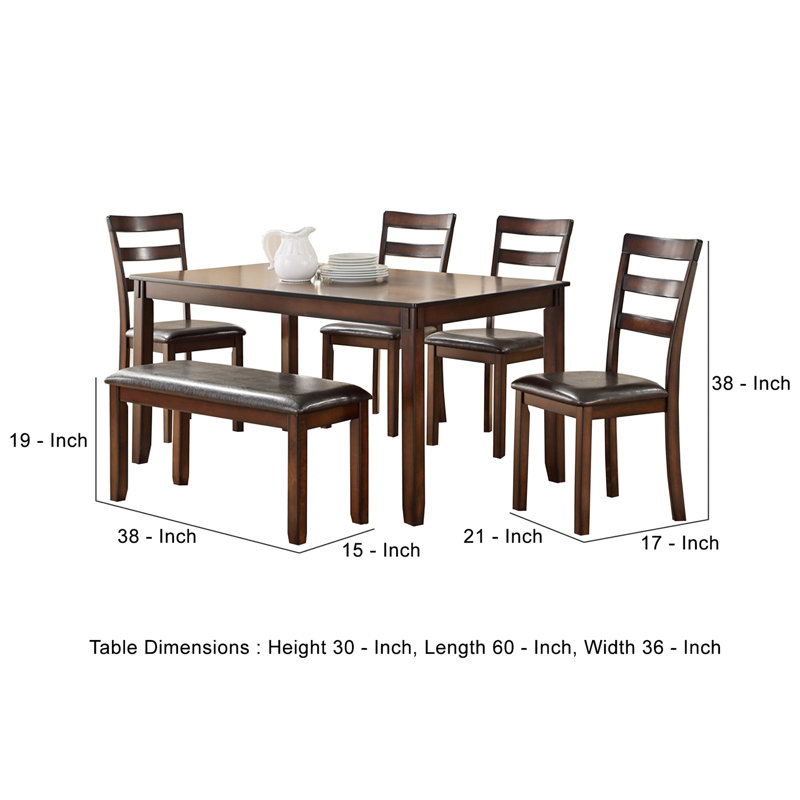 Luciean 6 - Person Solid Wood Solid Wood Top Four Leg Dining Set