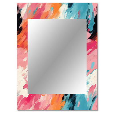 Hasad Multicolor Feather Fury - Abstract Mirror, Modern Unique Wall Mirror, Printed Metal Art